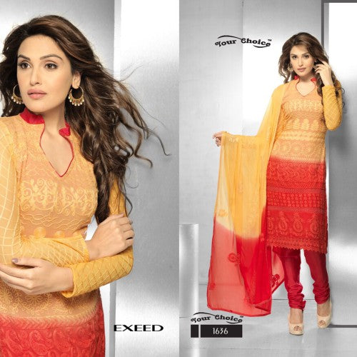 Red and Orange Designer Party Wear Suit - Asian Party Wear