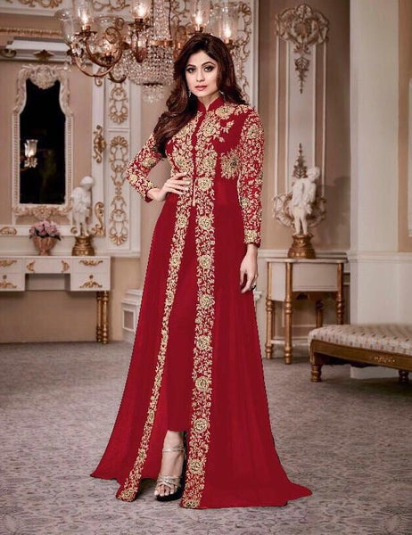 Red Indian Party Suit Evening Formal Dress - Asian Party Wear