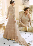BEIGE INDIAN MAXI EVENING WEDDING DRESS - Asian Party Wear