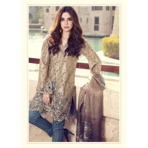 55002 BROWN MARIA B LAWN PAKISTANI STYLE SUIT - Asian Party Wear