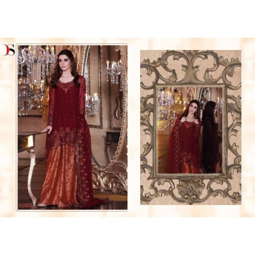 BD-1003 MAROON MARIA.B. MBROIDERED PARTY WEAR DRESS - Asian Party Wear