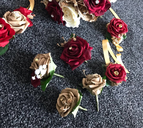 Stunning Flower Buttonholes for wedding suits - Asian Party Wear