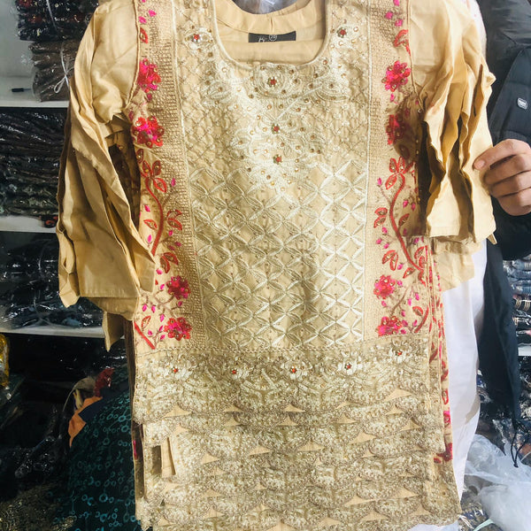 Gold Embroidered Girls ReadymadeSalwar  Suit - Asian Party Wear