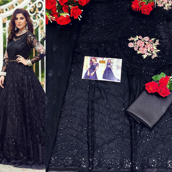 Black Anarkali Party Wear Pakistani Designer Gown - Asian Party Wear