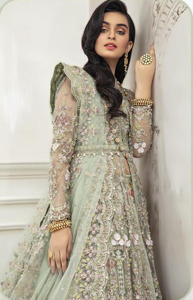 Green and gold pakistani dress best sale