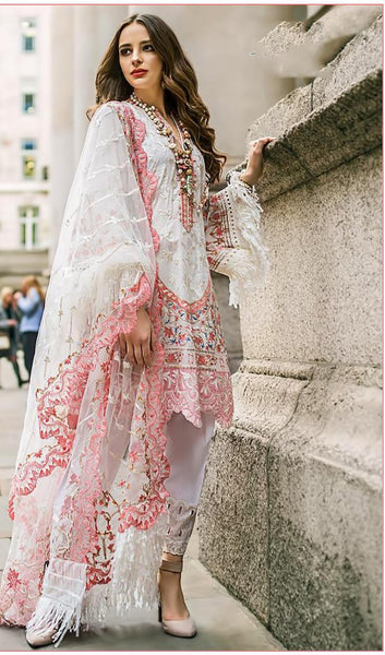 White Pakistani Designer Salwar Kameez - Asian Party Wear