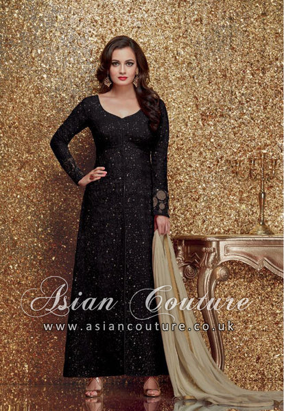 Black Indian Party Suit Fancy Designer Salwar Kameez - Asian Party Wear