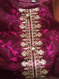 MAROON MARIA B LINEN READY MADE PAKISTANI STYLE SUIT - Asian Party Wear
