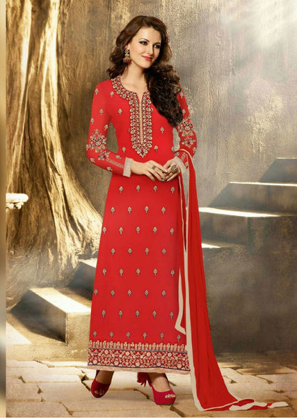 Stunning Red Aarya Party Wear Georgette Salwar Kameez - Asian Party Wear