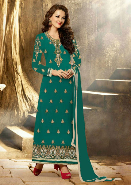 Stunning Peacock Aarya Party Wear Georgette Salwar Kameez - Asian Party Wear