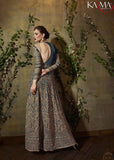 8105 CREAM AND BLUE KARMA TRENDS ANARKALI DRESS - Asian Party Wear