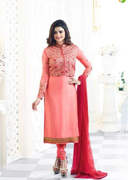Pink Jacket Style Indian Wedding Salwar Suit - Asian Party Wear
