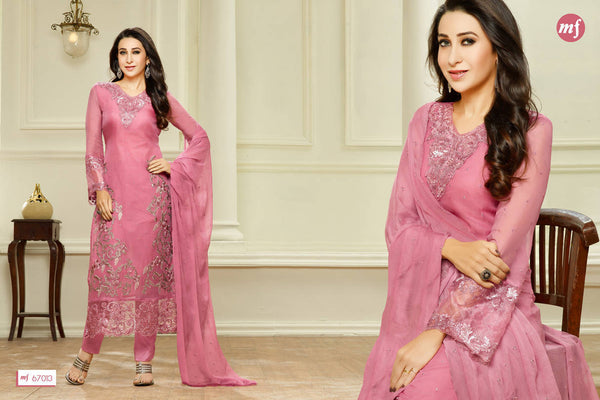 Rose Pink Indian Salwar Suit Semi Stitched Dress - Asian Party Wear