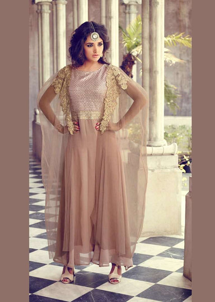 Light brown mohini glamour stylish party wear suit - Asian Party Wear