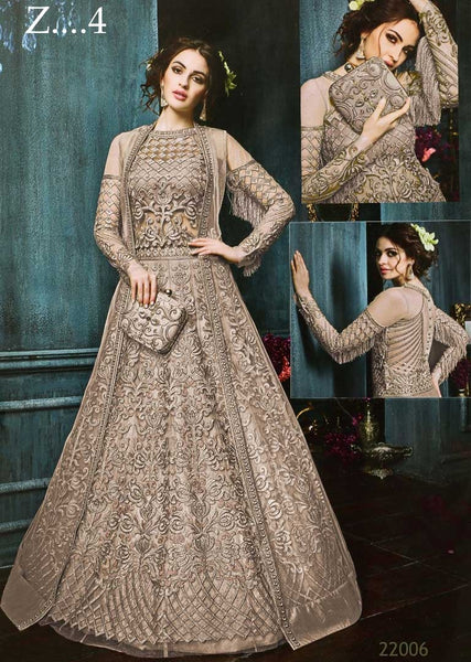 22003-B LIGHT RUST HEAVY EMBROIDERED INDIAN BRIDAL WEDDING LEHENGA - Asian Party Wear
