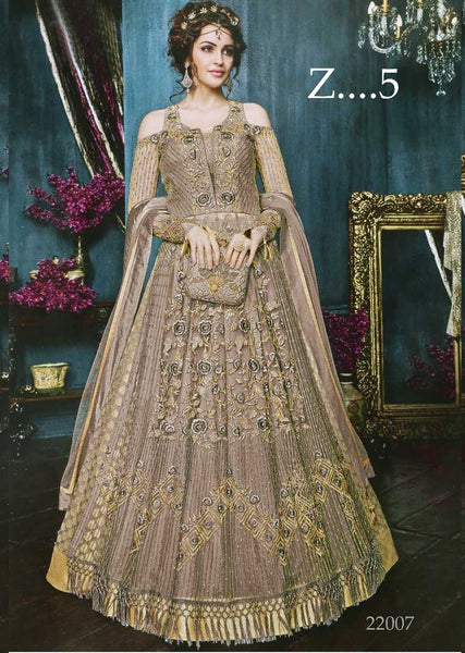 22005-A NUDE HEAVY EMBROIDERED INDIAN BRIDAL WEDDING LEHENGA - Asian Party Wear