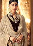 BROWN INDIAN DESIGNER FALKEN VELVET SUIT ( 2-3 weeks delivery ) - Asian Party Wear