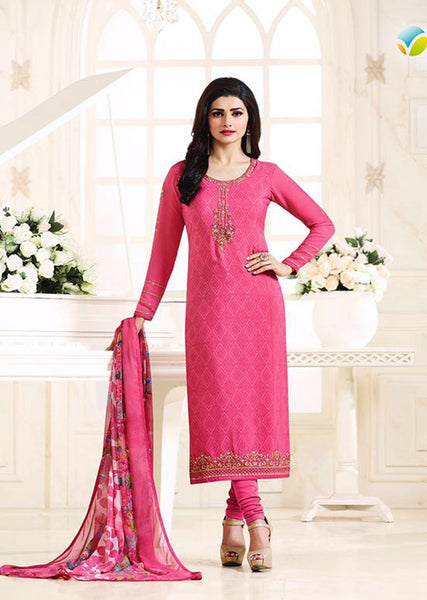 KS-4928 PINK KASEESH SILKINA FRENCH CREPE PARTY WEAR SUIT - Asian Party Wear