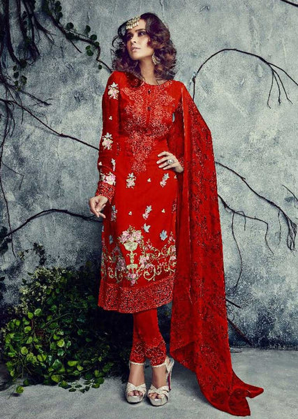 D4002 RED MUMTAZ SAJAWAT SALWAR KAMEEZ - Asian Party Wear