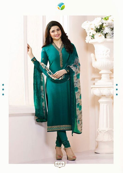 TEAL KASEESH SILKINA ROYAL CREPE 9 PARTY WEAR SUIT - Asian Party Wear