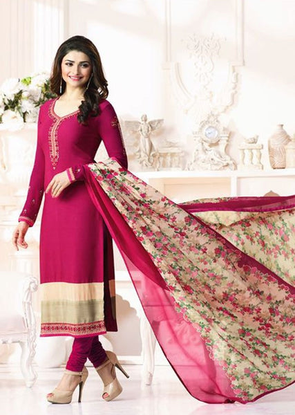 RED KASEESH SILKINA ROYAL CREPE 9 PARTY WEAR SUIT - Asian Party Wear