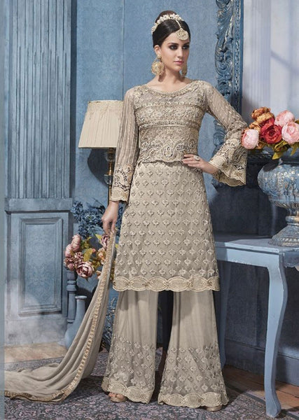 S-86 GREY SYBELLA HEAVY EMBROIDERED WEDDING WEAR DRESS - Asian Party Wear