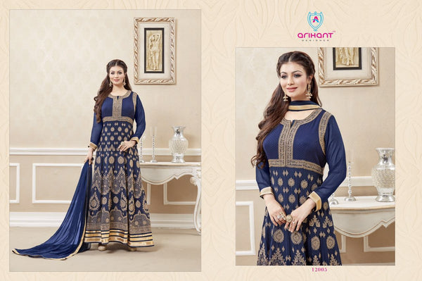 Blue Embroidered Anarkali Bollywood Wedding Gown - Asian Party Wear