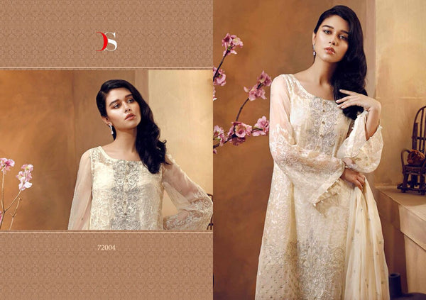 ZDS72004 WHITE DEEPSY CHINON PAKISTANI STYLE SALWAR SUIT - Asian Party Wear