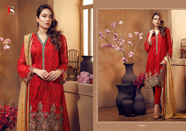 72007 RED DEEPSY CHINON PAKISTANI STYLE SALWAR SUIT - Asian Party Wear