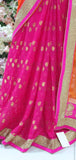 ORANGE PEEL AND HOT PINK MEHNDI WEDDING WEAR SAREE - Asian Party Wear