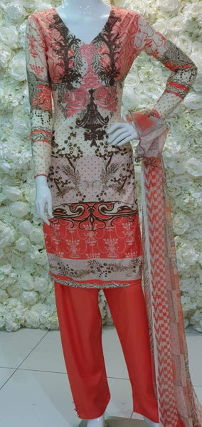 Alkaram Peach Designer Readymade Pakistani Suit - Asian Party Wear