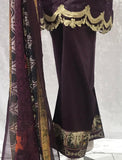 Purple Plum Khaddar Pakistani Designer Readymade Suit - Asian Party Wear