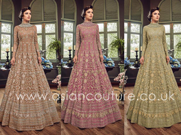 LUXURY HEAVY EMBROIDERED INDIAN WEDDING BRIDAL GOWN - Asian Party Wear