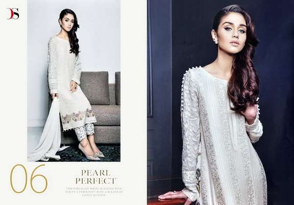 B06 BRILLIANT WHITE BELISTA BY DEEPSY GEORGETTE PAKISTANI STYLE SUIT - Asian Party Wear