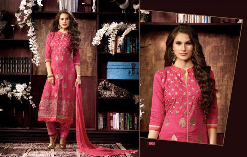KIYAZA PENTAHOUSE DARK PINK PURE COTTON SALWAR KAMEEZ SUIT - Asian Party Wear