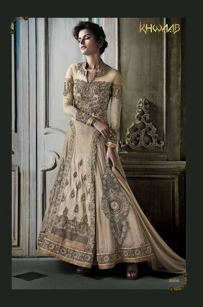 Beige Khwaab Aura wedding Anarkali Gown (KH-8006) - Asian Party Wear
