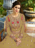 Beige Embroidered Wedding Wear Gown - Asian Party Wear