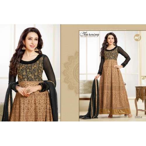 Black & Gold Anarkali Suit Indian Party Dress - Asian Party Wear