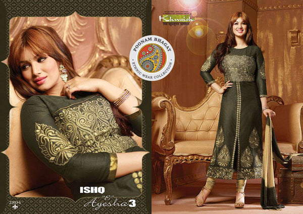 Green AYESHA TAKIA PARTY WEAR ISHQ-E-AYESHA 3 SEMI STITCHED SHALWAR KAMEEZ - Asian Party Wear