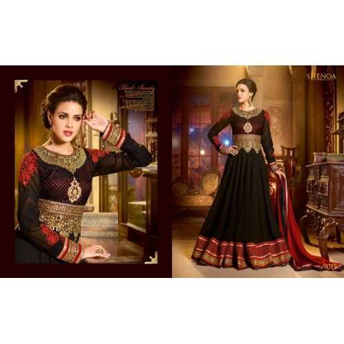 Black SHENOA WEDDING WEAR HEAVY EMBROIDERED DESIGNER DRESS - Asian Party Wear