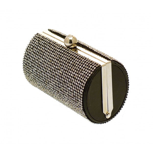 Black Small Sized Dimonate Hard Cased Box with Long Chain - Asian Party Wear