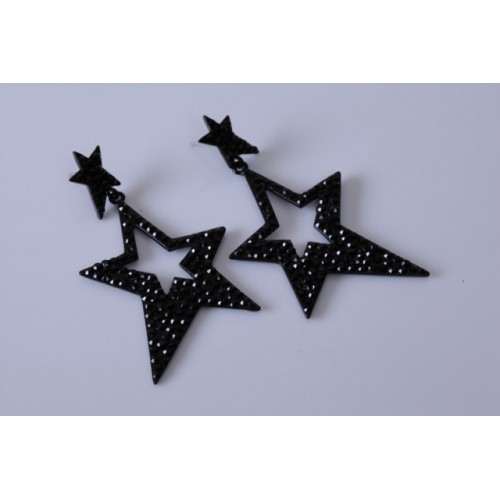 BLACK STAR STYLE CRYSTAL EARRINGS - Asian Party Wear