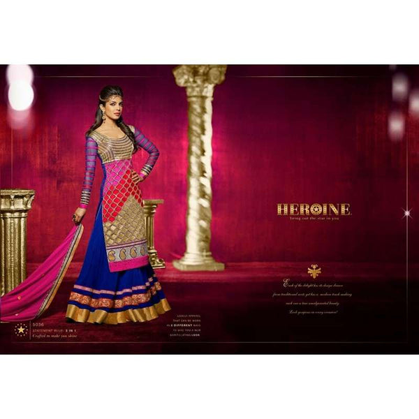 Blue and Pink Priyanka Chopra HEROINE Designer Dress - Asian Party Wear