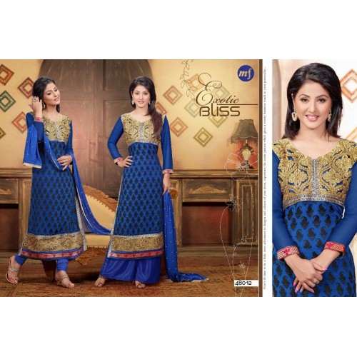 Blue Golden HASEENA 2 PARTY WEAR SHALWAR KAMEEZ - Asian Party Wear