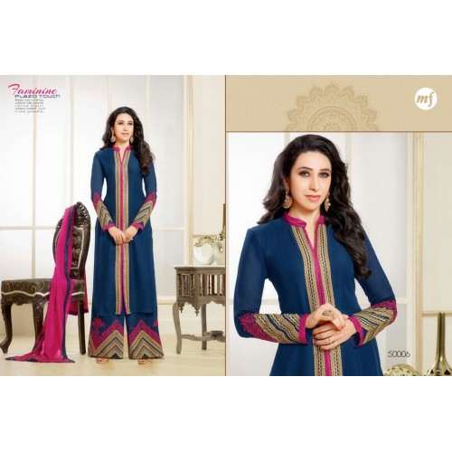 Blue Palazzo Indian Designer Suit Party Wear Dress - Asian Party Wear