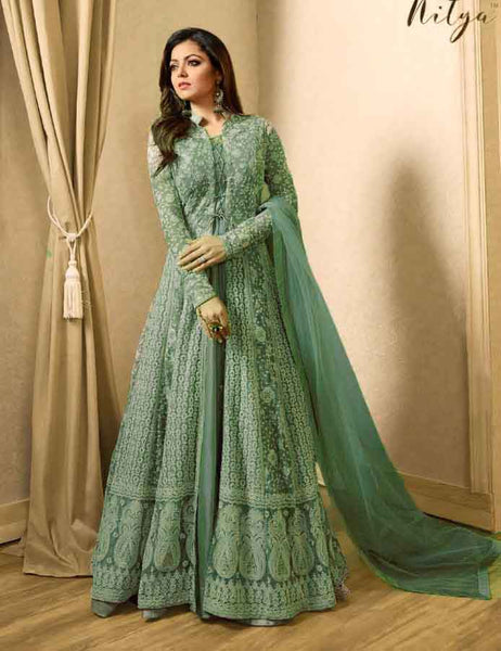 BRIGHTEN GREEN INDIAN BRIDESMAID DRESS WEDDING GOWN - Asian Party Wear