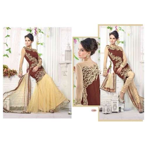Brown Z PLUS DETAILED EMBROIDERED WEDDING WEAR DRESS - Asian Party Wear