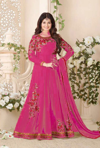 Burgundy Ethnic Party Anarkali Dress - Asian Party Wear