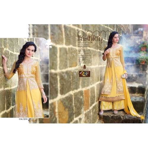 Buttercup Yellow ROLEX PALAZZO PARTY WEAR DESIGNER DRESS - Asian Party Wear