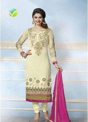 Cream Pink Indian Wedding Salwar Suit - Asian Party Wear